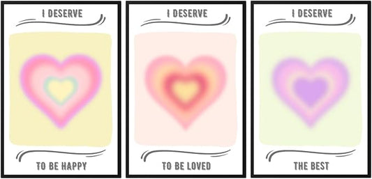 Self Love Poster, Energy Aura Poster Set, Daily Positive Affirmations Gradient Aura Art Prints 3 Piece Wall Art for Altar & Apartment Decor - 11x17in LAMINATED - No Frame…