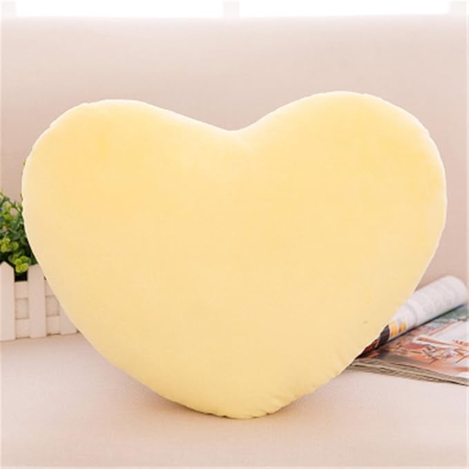 S_SSOY Plush Pillow Heart Shape Cushion Fluffy Throw Pillows Decorative Back Cushions for Friends Valentine's Day (Light Yellow)