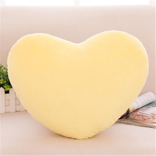 S_SSOY Plush Pillow Heart Shape Cushion Fluffy Throw Pillows Decorative Back Cushions for Friends Valentine's Day (Light Yellow)