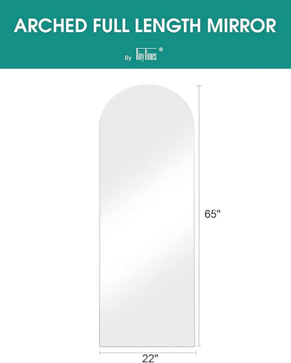 65''x22'' Arched Full Length Mirror with Stand, Full Body Mirror Full Length Floor Freestanding, Wall Mounted Mirrors for Bedroom Living Room Cloakroom (White)
