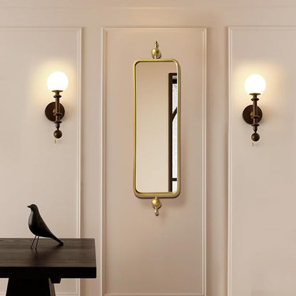 Gold Long Mirror for Skinny Entryway Living Room badroom,Full Lenth Thin Retangle Mirror with Round Corner 9" X 36‘