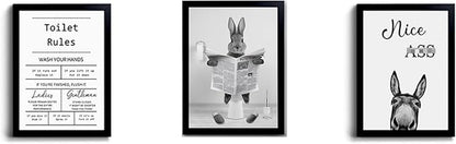 YongArt Toilet Rules Quotes Bathroom Sign - Funny Bathroom Decor Bathroom Signs, Funny Bathroom Wall Art, Bathroom Decor Signs, Funny Bathroom Signs, Toilet Art, Guest Bathroom Wall Decor