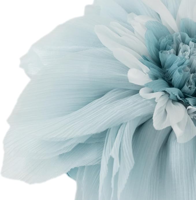 Light Blue Decorative 3D Round Flower Pillow Handmade Cute Floral Summer Throw Pillow with Insert Satin Accent Cushion for Sofa Bed Couch Living Room Brdroom Boho Home Decor 12 Inch
