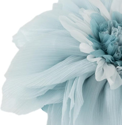 Light Blue Decorative 3D Round Flower Pillow Handmade Cute Floral Summer Throw Pillow with Insert Satin Accent Cushion for Sofa Bed Couch Living Room Brdroom Boho Home Decor 12 Inch