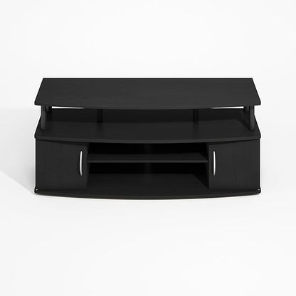Furinno Jaya TV Stand, Entertainment Center, TV Console, for TV up to 55 Inch, with 2 Doors and Cable Management Holes, for Living Room, Bedroom, Darkwood