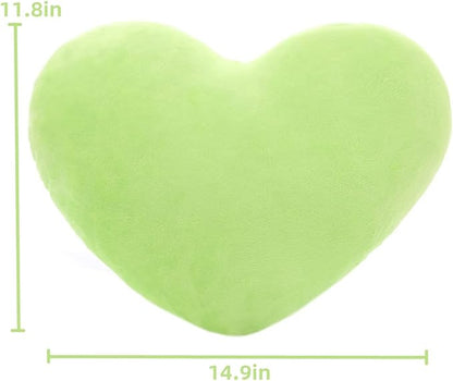 S_SSOY Plush Pillow Heart Shape Cushion Fluffy Throw Pillows Decorative Back Cushions for Friends Valentine's Day (Light Green)