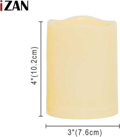 iZAN Set of 1 Outdoor Flameless LED Candle with Timer - Waterproof Plastic Flickering Battery Operated LED Pillar Candles Wedding Party Garden Decoration Long Lasting Battery Life 3x4 inch