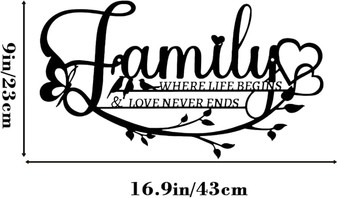 BFORXRO Family Signs for Home Decor Wall Black Metal Family Wall Decor for Living Room Kitchen Bedroom