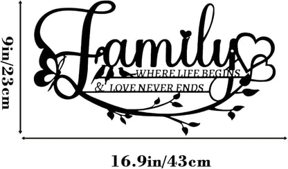 BFORXRO Family Signs for Home Decor Wall Black Metal Family Wall Decor for Living Room Kitchen Bedroom