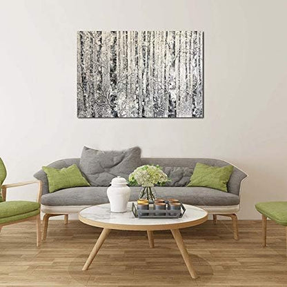 Yihui Arts - One Panel Canvas Wall Art Snowy White Forest Picture Art Print Winter Nature Landscape Painting Contemporary Artwork for Bedroom Living Room Office Wall Decor Framed Easy Hanging