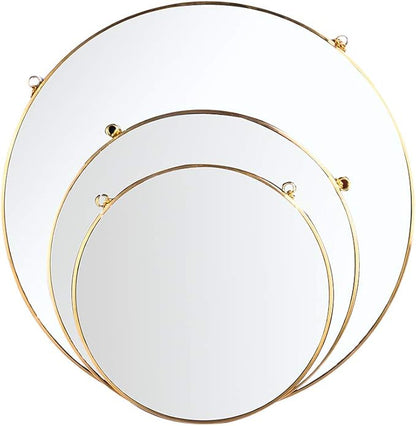 LONGWIN Hanging Wall Circle Mirror Decor Gold Geometric Mirror with Chain for Bathroom Bedroom Living Room 15.7"