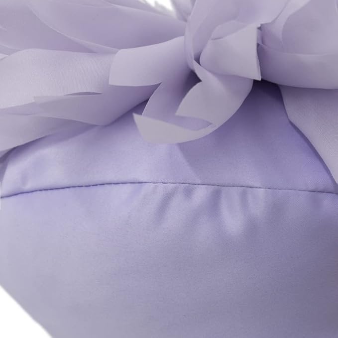 Decorative 3D Round Flower Pillow Handmade Daisy Floral Throw Pillow with Insert Cute Satin Accent Cushion for Sofa Bed Couch Living Room Brdroom Boho Home Decor 14 Inch Lavender Purple