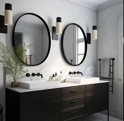 USHOWER 2- Pack Bathroom Mirrors for Over Sink, 24 Inch Circle Mirror with Metal Frame, Black Wall Mirror Modern Decoration for Vanity, Entryway, Living Room, Hallway and Bedroom