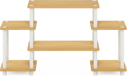 Furinno Turn-N-Tube No Tools Entertainment TV Stands, Beech/White, Square Corner
