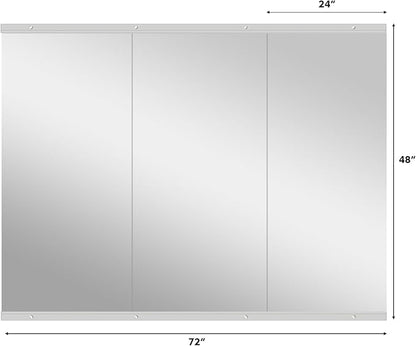 Snowdool Home Gym Mirror, 48''X24''(Each) -3PCS Full Body Mirror for Yoga, Garage, Dance Studio, Anti-Rust, Tempered Glass,Frameless Mirrors, Wall-Mounted Large Workout Mirrors