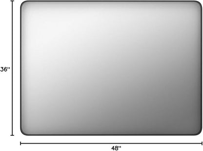 JISOSO Black Bathroom Mirror 48X36 Inch, Black Metal Framed Mirror for Wall, Rounded Rectangle Matte Bathroom Vanity Mirror with Tempered Glass, Anti-Rust, Horizontal/Vertical
