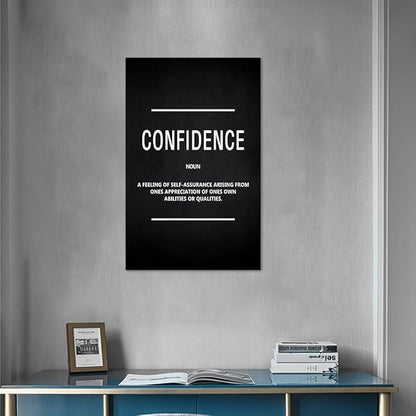 Yatsen Bridge Motivational Posters Inspirational Canvas Wall Art Confidence Noun Positive Painting Inspiring Entreoreneur Quotes Picture Prints Artwork Home Office Living Room Decor Framed (28"Wx44"H)