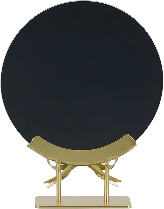 Golden Round Makeup Mirror with Bow Stand - Detachable Base French-Inspired Elegant Tabletop Luxury Vanity Mirror for Living Room, Bedroom, 7.95 x 10.04 Inches