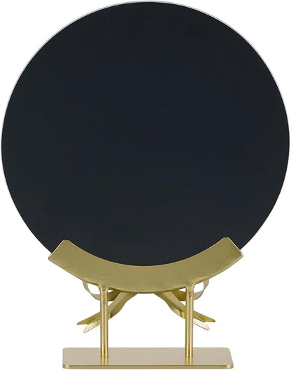 Golden Round Makeup Mirror with Bow Stand - Detachable Base French-Inspired Elegant Tabletop Luxury Vanity Mirror for Living Room, Bedroom, 7.95 x 10.04 Inches