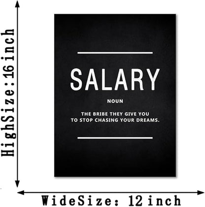 Motivational Canvas Wall Art - Inspirational Leadership & Salary Quotes, Framed Office Decor for Bosses and Entrepreneurs, Ready to Hang (12x16 Inches)