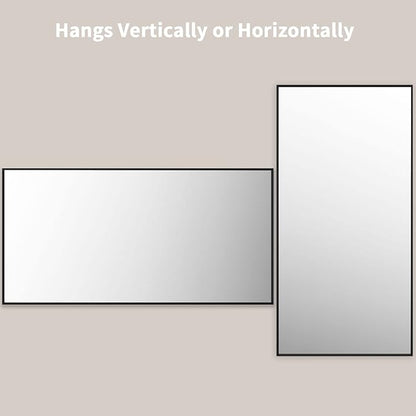 LOAAO 72"X36" Black Rectangle Bathroom Mirror Wall, Matte Black Aluminum Alloy Frame, Tempered Glass, Hangs Vertically or Horizontally, Easy to Install