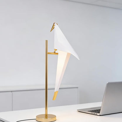 28.5 Inch Modern Bird Table Lamp, Gold Bird Swing Light Fixtures LED Standing Table Lamp for Living Room