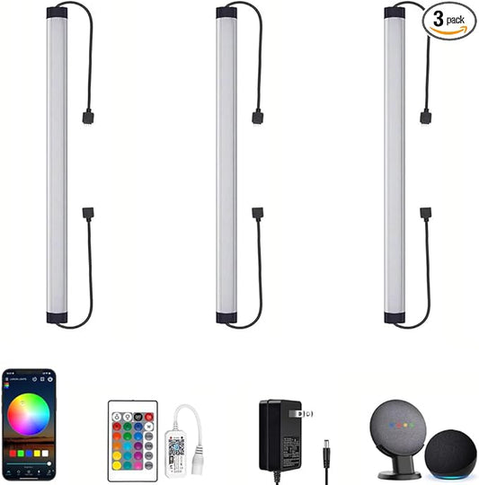 Under Cabinet LED Lighting, Dimmable Under Counter Lights, WiFi Smart Controlled,RGB,12 Inch, Multicolor Linkable Lamps with Remote Control, Compatible with Alexa Google Home (3 Pack)