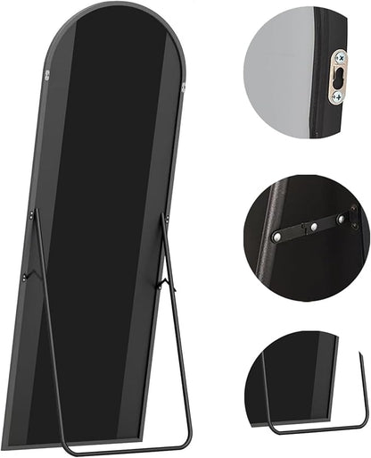 Full Length Mirror, 71"x30" Arched Floor Length Mirror, Oversized Standing Hanging or Leaning Against Wall Mounted Mirrors, Large Full Body Mirror with Aluminum Frame for Bedroom (Black)