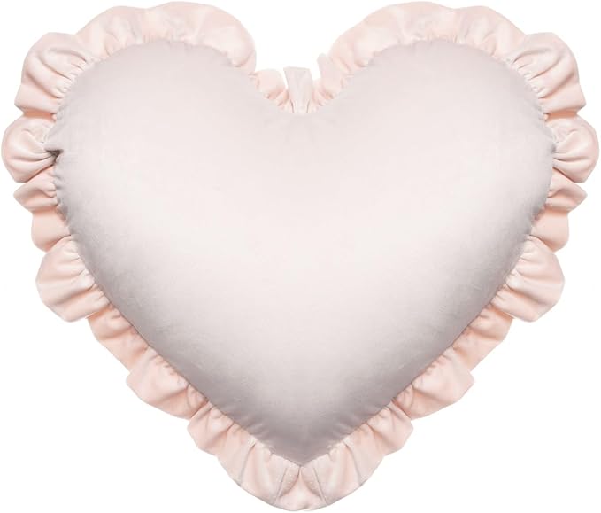 MOJUN Heart Pillow, Light Pink Ruffles Design Love Throw Pillows Decorative Pillows for Bed Couch Cute Room Decor Heart Shaped Throw Pillow Cushion for Living Room Bedroom Gifts Pillows
