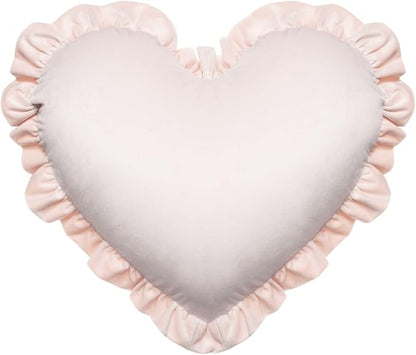 MOJUN Heart Pillow, Light Pink Ruffles Design Love Throw Pillows Decorative Pillows for Bed Couch Cute Room Decor Heart Shaped Throw Pillow Cushion for Living Room Bedroom Gifts Pillows