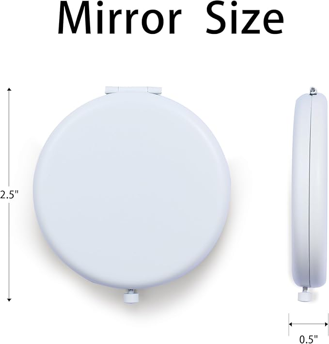 Compact Mirror for Purse, Metal Round Shell, Double-Sided 1X/12X Magnifying, Portable Travel Small Makeup Mirror, Mini Pocket Mirror, White,24 Pack