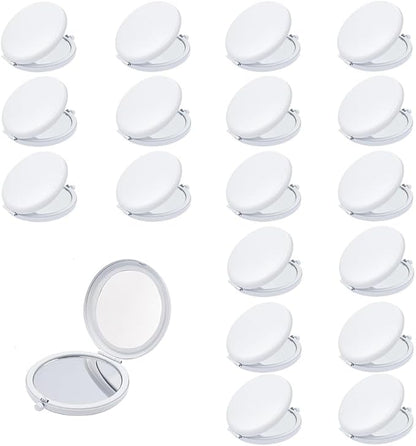 Compact Mirror for Purse, Metal Round Shell, Double-Sided 1X/12X Magnifying, Portable Travel Small Makeup Mirror, Mini Pocket Mirror, White,18 Packs
