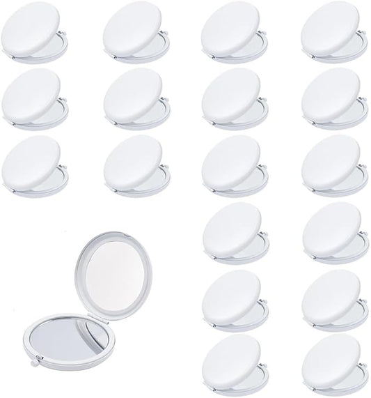 Compact Mirror for Purse, Metal Round Shell, Double-Sided 1X/12X Magnifying, Portable Travel Small Makeup Mirror, Mini Pocket Mirror, White,18 Packs