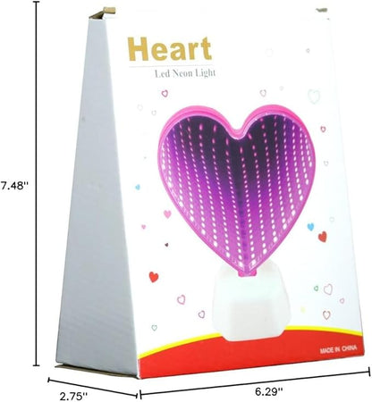 Mirror Light, LED Desktop Lamp - Heart Shaped Night Light & Party Decor, Pink, Modern Style, Plastic, Battery Powered, 7.48x2.75x6.29 inches, 0.19 lbs