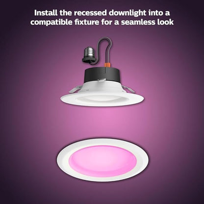 Philips Hue Smart Retrofit Recessed 5/6 Inch LED Downlight 1 Pack - White and Color Ambiance Color-Changing Light 1100LM - Control with Hue App - Compatible with Alexa, Google Assistant, Apple Homekit