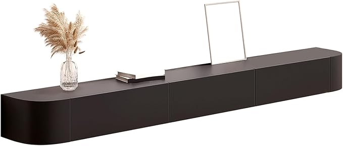 Modern Wall-Mounted Wooden TV Cabinet, Stylish Media Console with Drawers & Cable Management, White Storage Shelf for Living Room, Entertainment Center (B, 160x24x20cm)