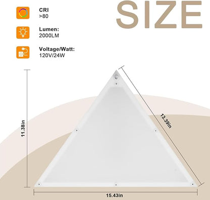 Upgraded Corner Light with Remote, 24W 2200LM LED Corner Lights for Living Room, 3000K/4000K/6000K Plug in Ceiling Lights with Switch, Stepless Dimmable LED Lamp for Bedroom, Triangle Shape(1 Pack)