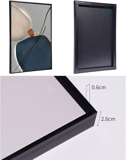 MPLONG Wall Art 3 Pieces Of Framed Decorative Paintings Abstract Simple Orange White Blue And Other Color Blocks Wall Art Canvas Prints Wall Decor (Black, 16" x 24" x 3 Panels)