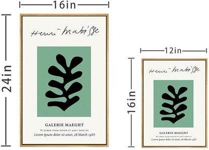 Zzuyi Henri Matisse Framed Wall Art,Boho Green Botanical Art Prints,Abstract Minimalist Wall Decor,Aesthetic Room Wall Decor-12''x16''Natural Framed