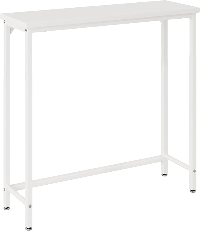 Narrow Entryway Console Table & Sofa Side Table - Industrial Hallway Table for Small Spaces, Behind Couch Table, Multi-Functional Living Room Bedroom Office,White, 29.5" x 9.4" x 29.5"