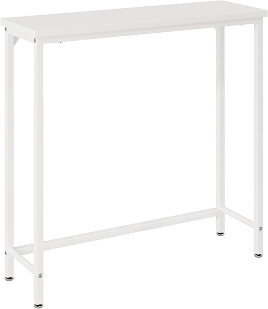 Narrow Entryway Console Table & Sofa Side Table - Industrial Hallway Table for Small Spaces, Behind Couch Table, Multi-Functional Living Room Bedroom Office,White, 29.5" x 9.4" x 29.5"