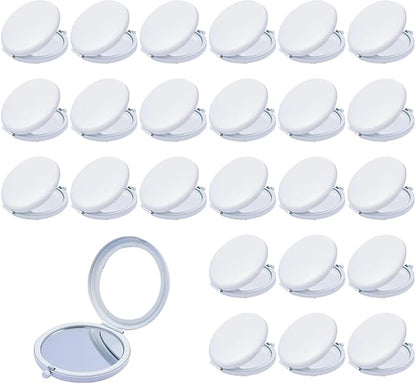 Compact Mirror for Purse, Metal Round Shell, Double-Sided 1X/12X Magnifying, Portable Travel Small Makeup Mirror, Mini Pocket Mirror, White,24 Pack
