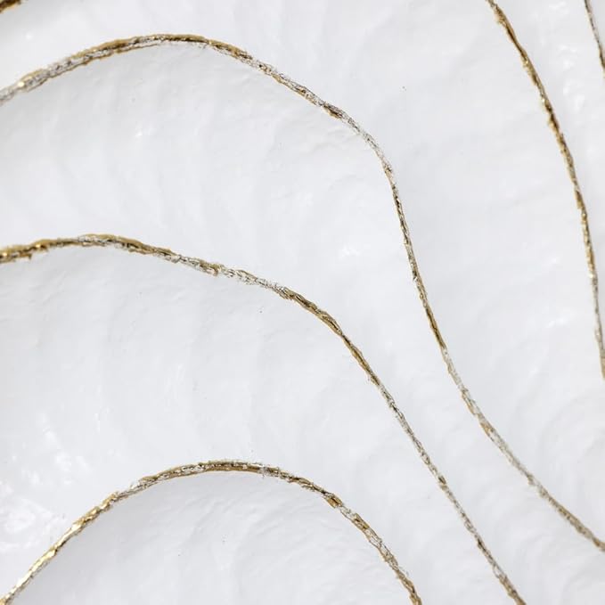 LuxenHome 39.5"H White Metal Wall Decor, Set of 2 Abstract Wall Art for Living Room with Gold Wave Accents, Vertical Wall Hanging Decor for Bedroom, Hallway, Office