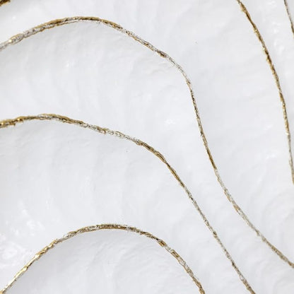LuxenHome 39.5"H White Metal Wall Decor, Set of 2 Abstract Wall Art for Living Room with Gold Wave Accents, Vertical Wall Hanging Decor for Bedroom, Hallway, Office