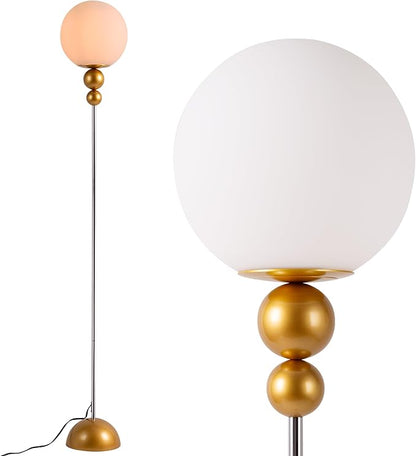 DEC LUCE DECOLUCE LIGHTING Modern Floor Lamps for Living Room, Globe Glass Shade Floor lamp for Bedroom, LED Standing lamp for Office, Corner