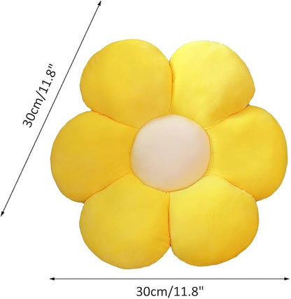 lannery Flower Plush Throw Pillows, Flower Floor Pillow Seating Cushion Toy for Reading, Room, Watching TV (11.8", Yellow-1)