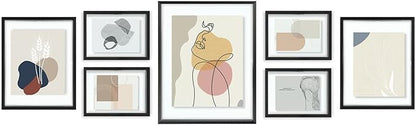 Golden State Art Black Floating Frame for One 14x11, Two 8x10, Four 5x7 Pictures, Clear Glass, Wall Decoration, 7 Pieces