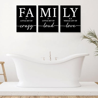 GUBIYU Black Home Dining Room Wall Art Set of 3 Family Sign Prints Canvas Painting Living Room Pictures Walls Decoration Artworks for Walls Rustic Large Home Family Entryway Kitchen Wall Decor 20"X28"