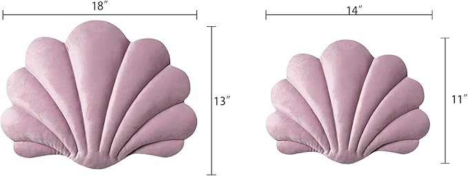 Ashler 3D Throw Pillows Shell Shaped Accent Throw Pillow, Soft Velvet Insert Included Cushion for Couch Bed Living Room, Pack of 1, Pink Purple, 14 X 11 inches