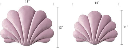 Ashler 3D Throw Pillows Shell Shaped Accent Throw Pillow, Soft Velvet Insert Included Cushion for Couch Bed Living Room, Pack of 1, Pink Purple, 14 X 11 inches